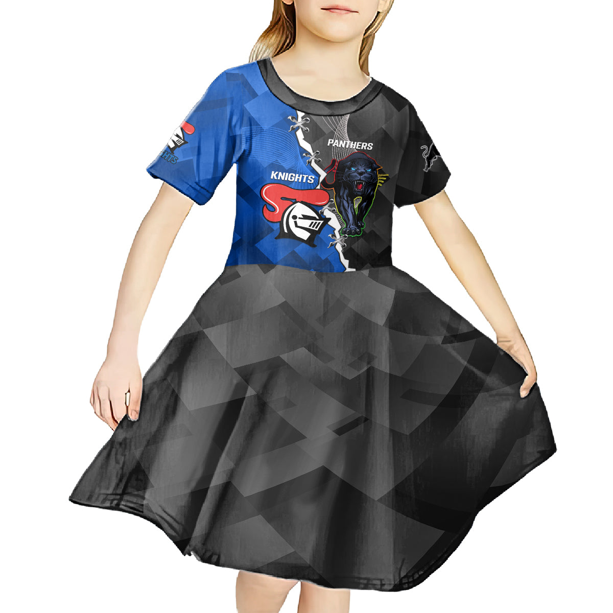 personalised-panthers-and-knights-rugby-kid-short-sleeve-dress-2023-sporty-style
