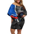 personalised-panthers-and-knights-rugby-off-shoulder-short-dress-2023-sporty-style