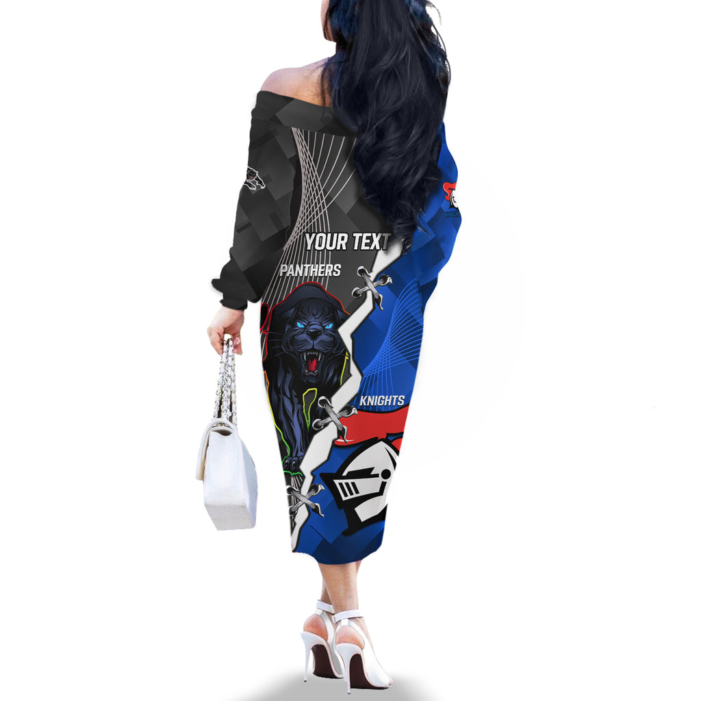 personalised-panthers-and-knights-rugby-off-the-shoulder-long-sleeve-dress-2023-sporty-style
