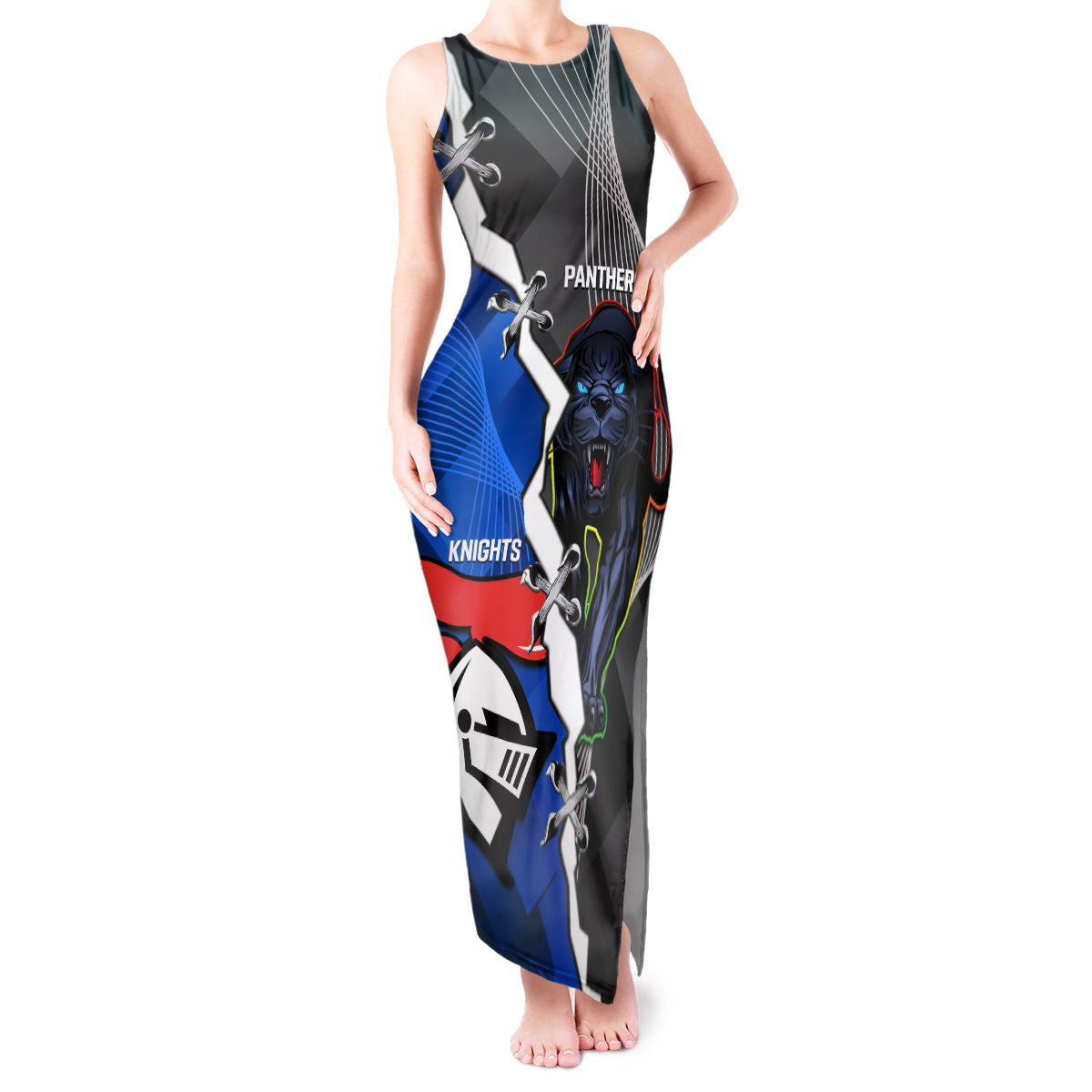 personalised-panthers-and-knights-rugby-tank-maxi-dress-2023-sporty-style