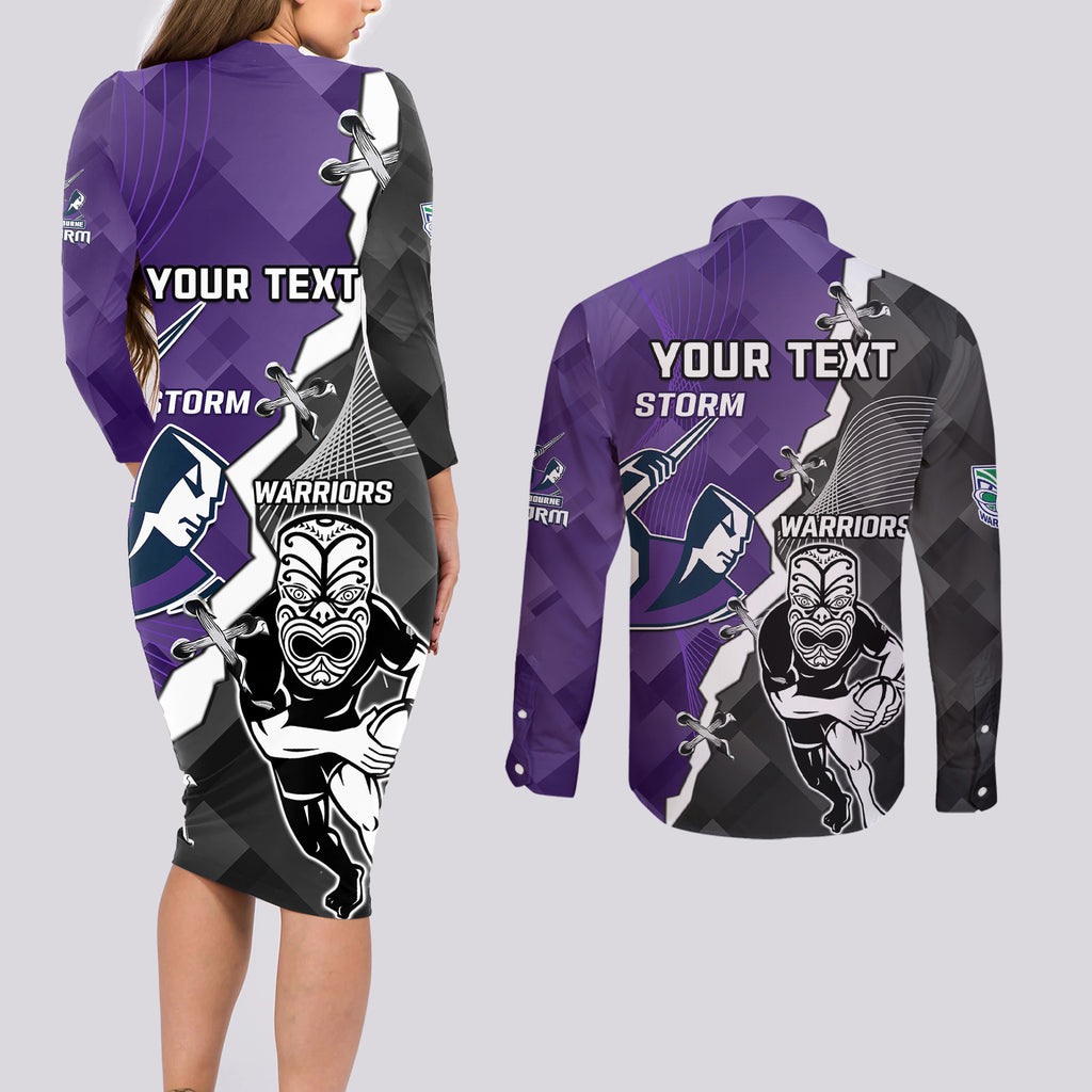 personalised-storm-and-warriors-rugby-couples-matching-long-sleeve-bodycon-dress-and-long-sleeve-button-shirts-2023-sporty-style
