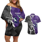 personalised-storm-and-warriors-rugby-couples-matching-off-shoulder-short-dress-and-hawaiian-shirt-2023-sporty-style