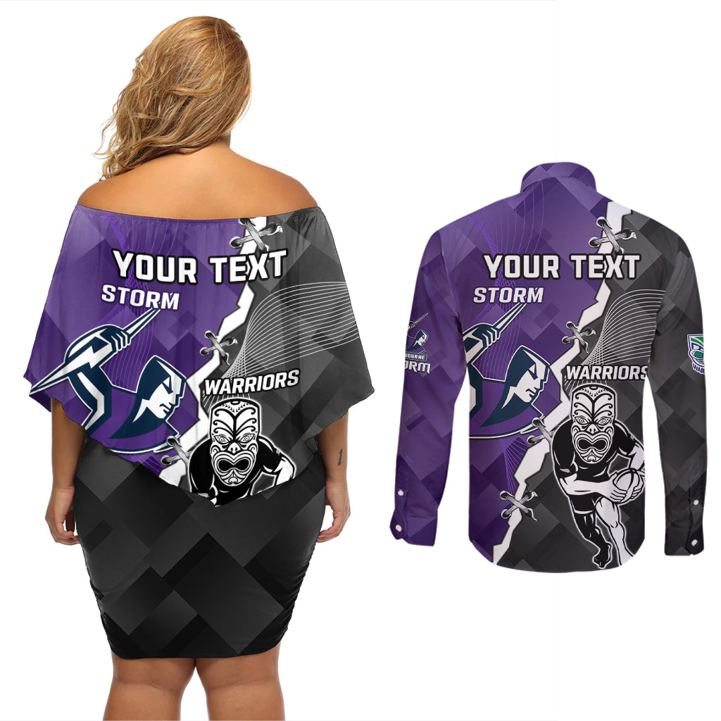 personalised-storm-and-warriors-rugby-couples-matching-off-shoulder-short-dress-and-long-sleeve-button-shirts-2023-sporty-style