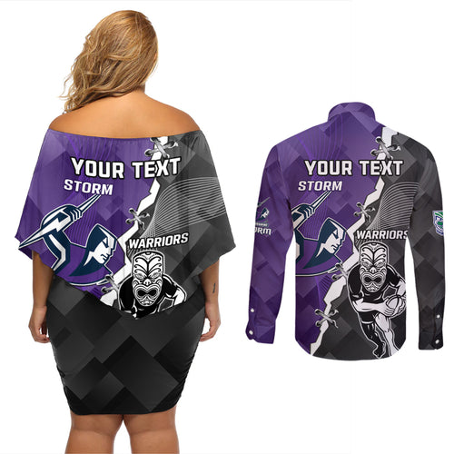 personalised-storm-and-warriors-rugby-couples-matching-off-shoulder-short-dress-and-long-sleeve-button-shirts-2023-sporty-style