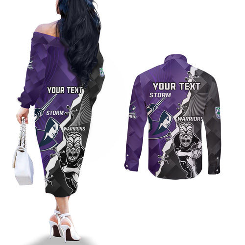 personalised-storm-and-warriors-rugby-couples-matching-off-the-shoulder-long-sleeve-dress-and-long-sleeve-button-shirts-2023-sporty-style