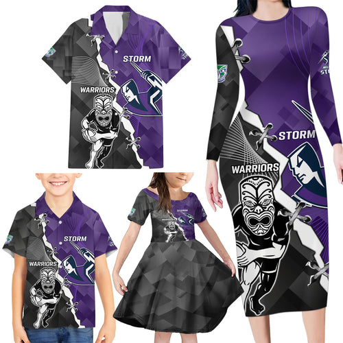 personalised-storm-and-warriors-rugby-family-matching-long-sleeve-bodycon-dress-and-hawaiian-shirt-2023-sporty-style