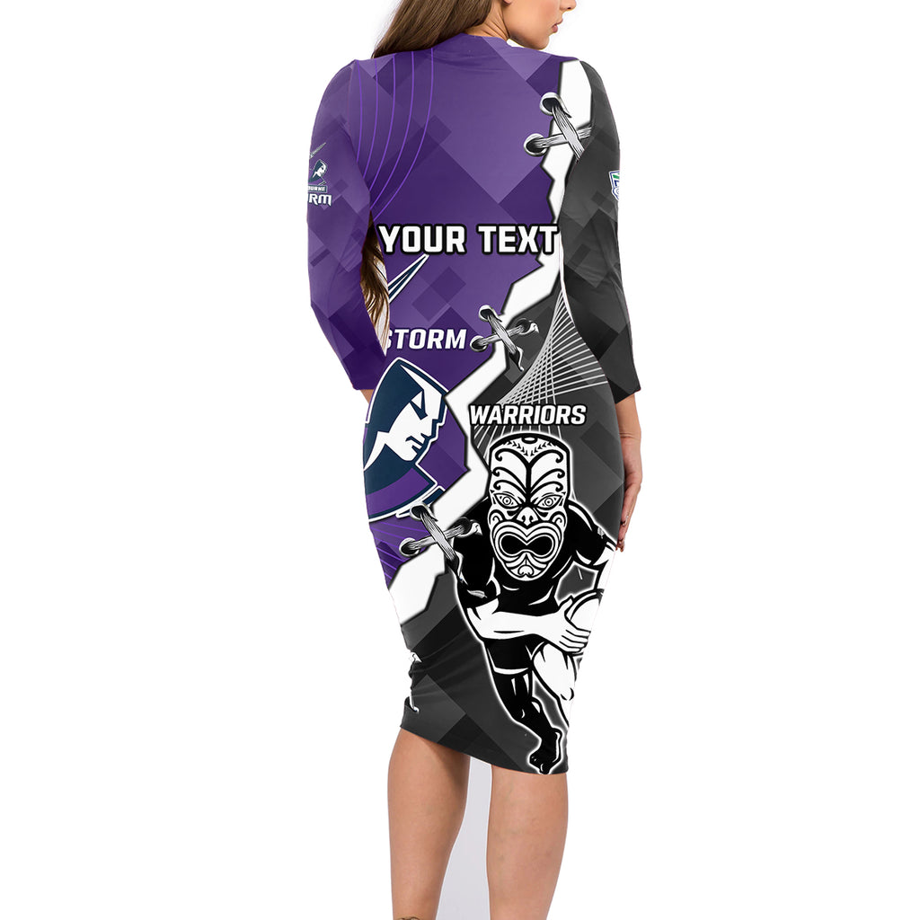 personalised-storm-and-warriors-rugby-family-matching-long-sleeve-bodycon-dress-and-hawaiian-shirt-2023-sporty-style
