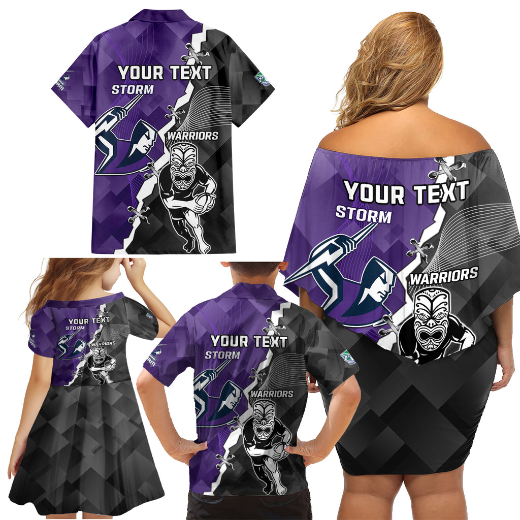 personalised-storm-and-warriors-rugby-family-matching-off-shoulder-short-dress-and-hawaiian-shirt-2023-sporty-style