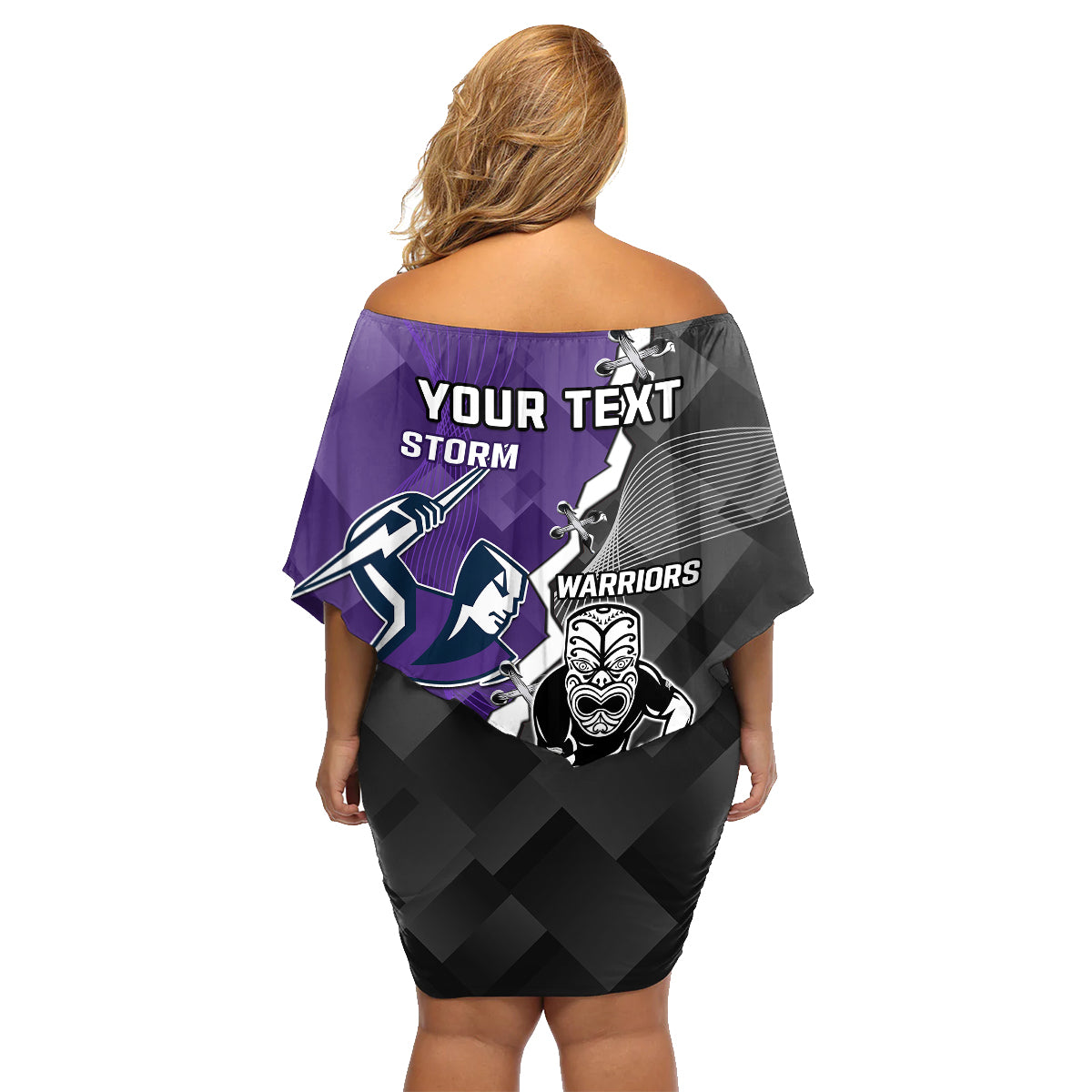 personalised-storm-and-warriors-rugby-family-matching-off-shoulder-short-dress-and-hawaiian-shirt-2023-sporty-style