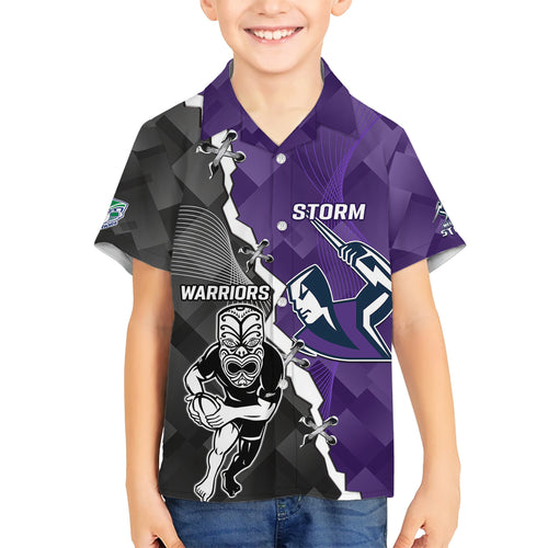 personalised-storm-and-warriors-rugby-family-matching-short-sleeve-bodycon-dress-and-hawaiian-shirt-2023-sporty-style