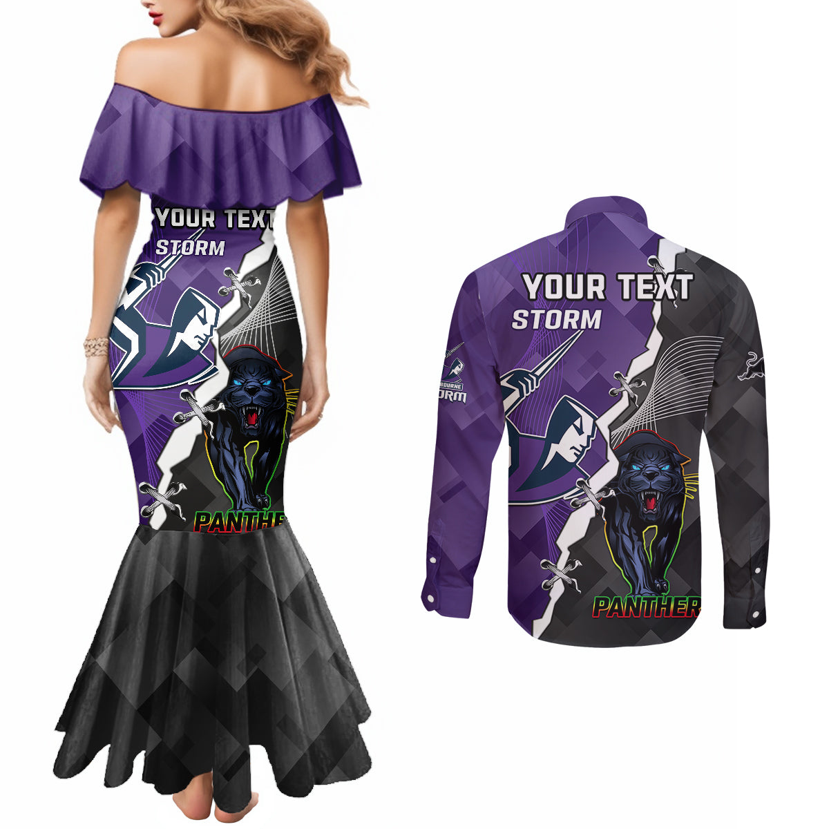 personalised-storm-and-panthers-rugby-couples-matching-mermaid-dress-and-long-sleeve-button-shirts-2023-sporty-style