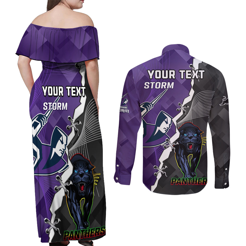 personalised-storm-and-panthers-rugby-couples-matching-off-shoulder-maxi-dress-and-long-sleeve-button-shirts-2023-sporty-style