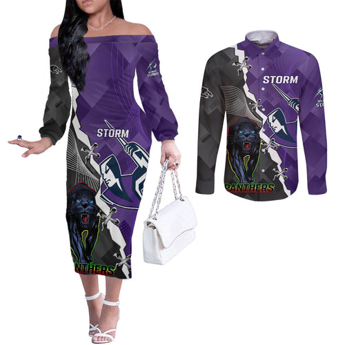 personalised-storm-and-panthers-rugby-couples-matching-off-the-shoulder-long-sleeve-dress-and-long-sleeve-button-shirts-2023-sporty-style