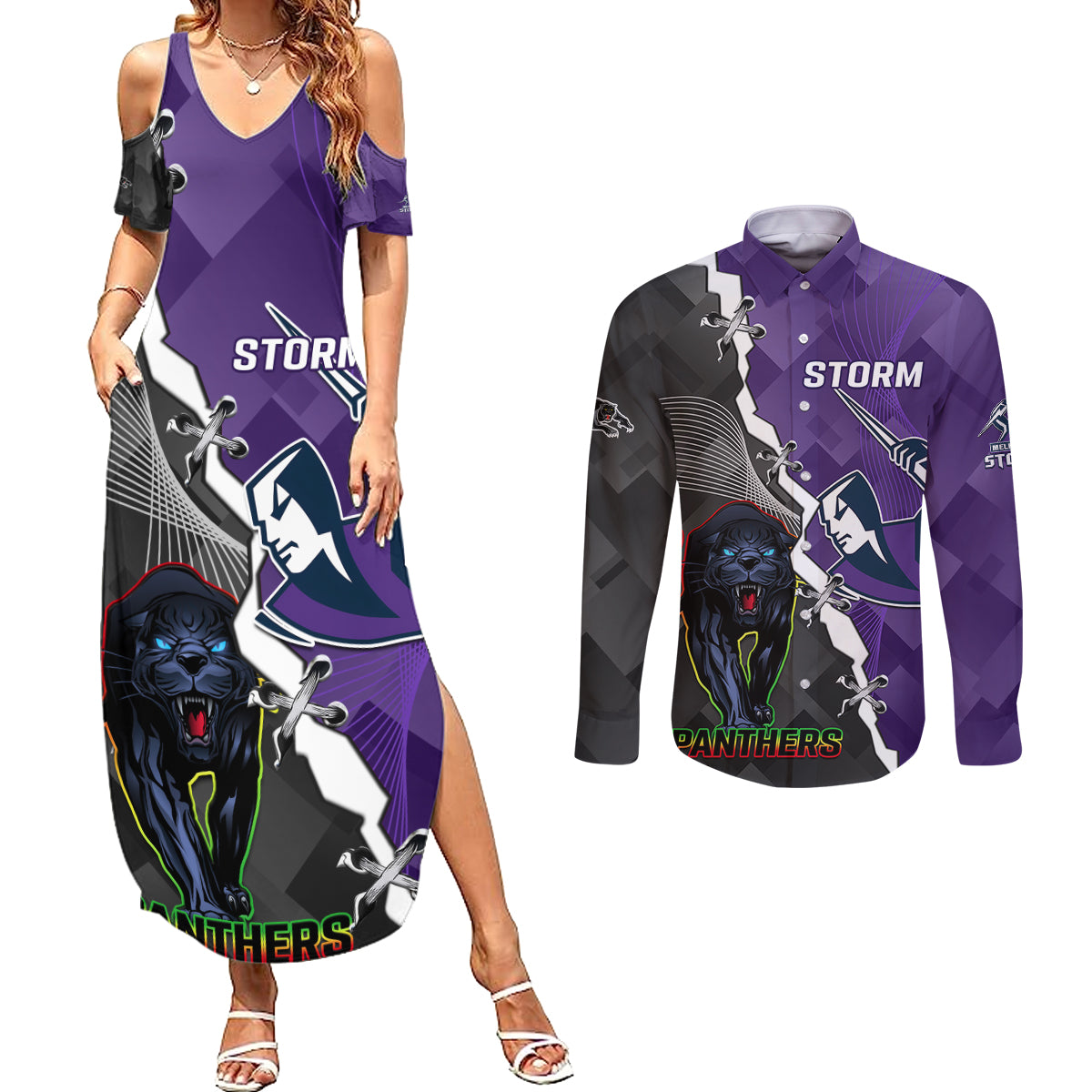 personalised-storm-and-panthers-rugby-couples-matching-summer-maxi-dress-and-long-sleeve-button-shirts-2023-sporty-style