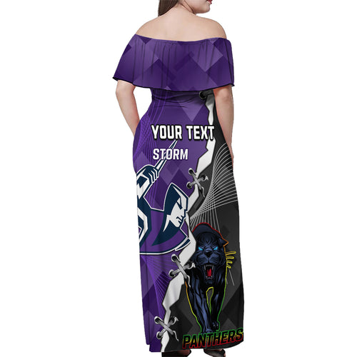 personalised-storm-and-panthers-rugby-family-matching-off-shoulder-maxi-dress-and-hawaiian-shirt-2023-sporty-style