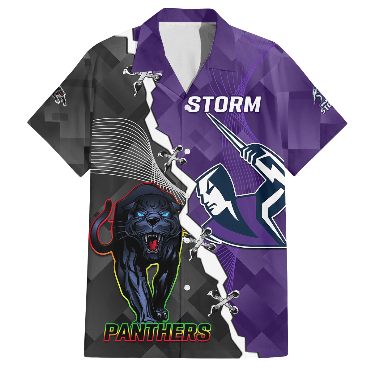 personalised-storm-and-panthers-rugby-family-matching-off-shoulder-short-dress-and-hawaiian-shirt-2023-sporty-style