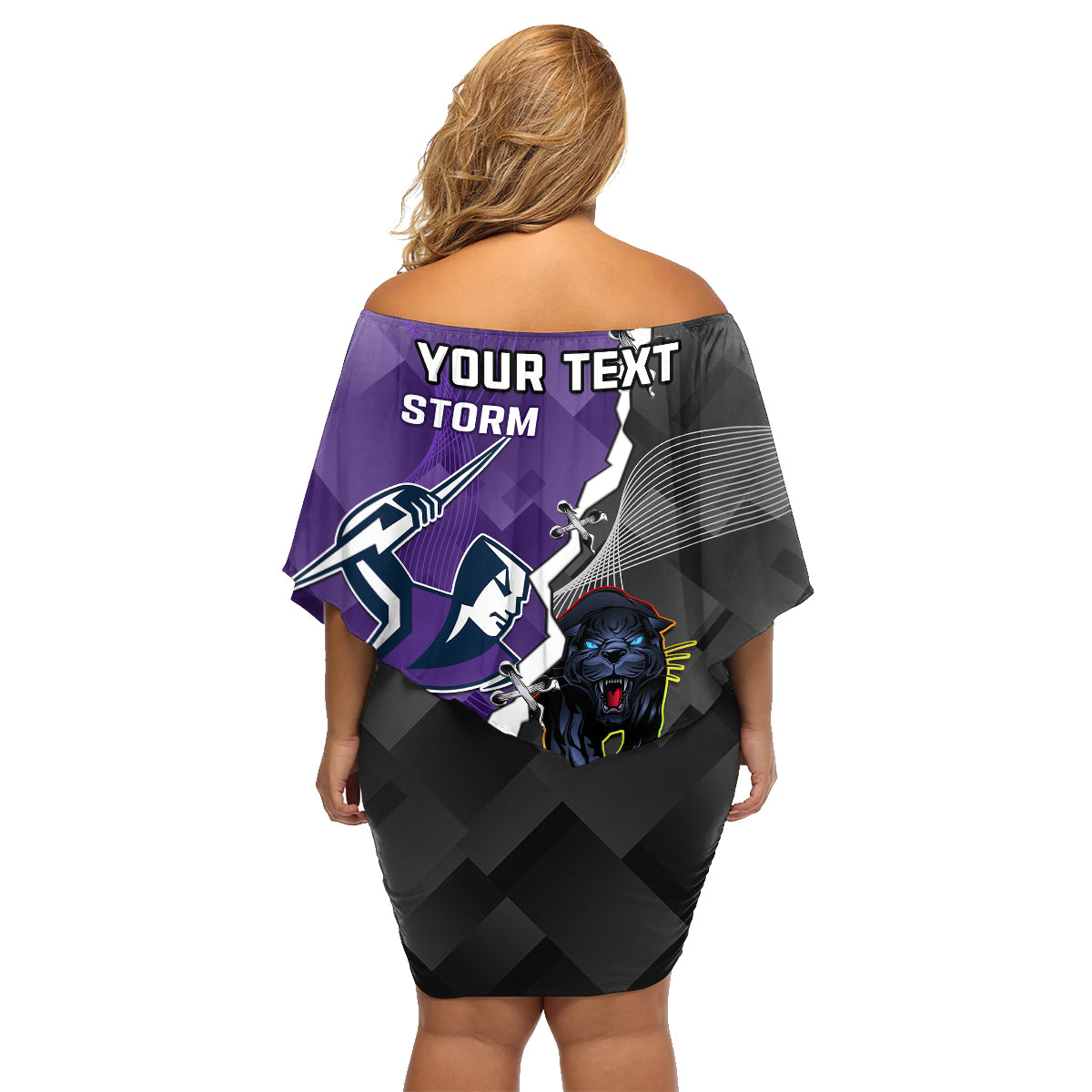 personalised-storm-and-panthers-rugby-family-matching-off-shoulder-short-dress-and-hawaiian-shirt-2023-sporty-style