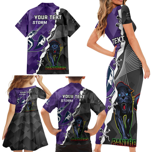 personalised-storm-and-panthers-rugby-family-matching-short-sleeve-bodycon-dress-and-hawaiian-shirt-2023-sporty-style