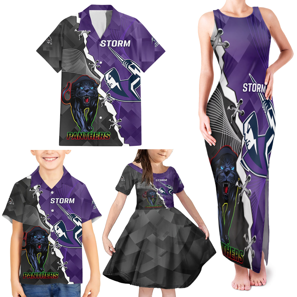 personalised-storm-and-panthers-rugby-family-matching-tank-maxi-dress-and-hawaiian-shirt-2023-sporty-style