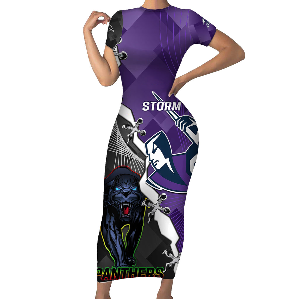 personalised-storm-and-panthers-rugby-short-sleeve-bodycon-dress-2023-sporty-style