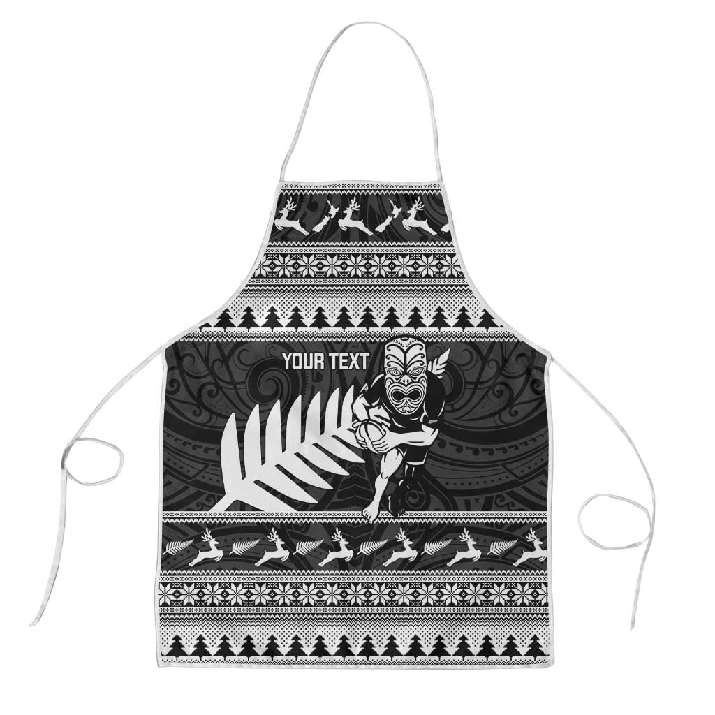 New Zealand Christmas Rugby Personalised Apron Meri Kirihimete All Black Maori - Aussie Hoodie