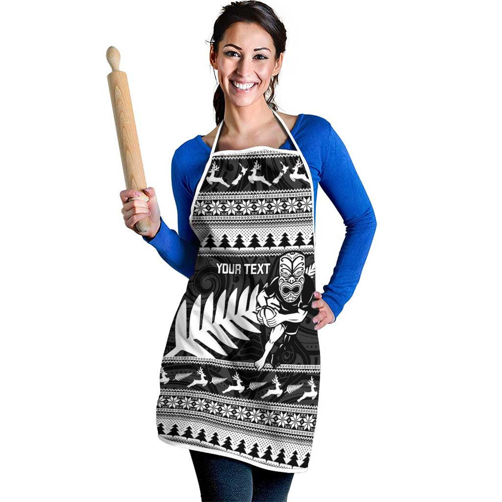 New Zealand Christmas Rugby Personalised Apron Meri Kirihimete All Black Maori - Aussie Hoodie