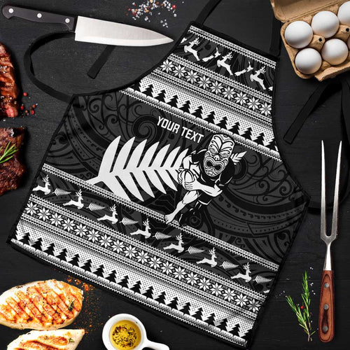 New Zealand Christmas Rugby Personalised Apron Meri Kirihimete All Black Maori - Aussie Hoodie