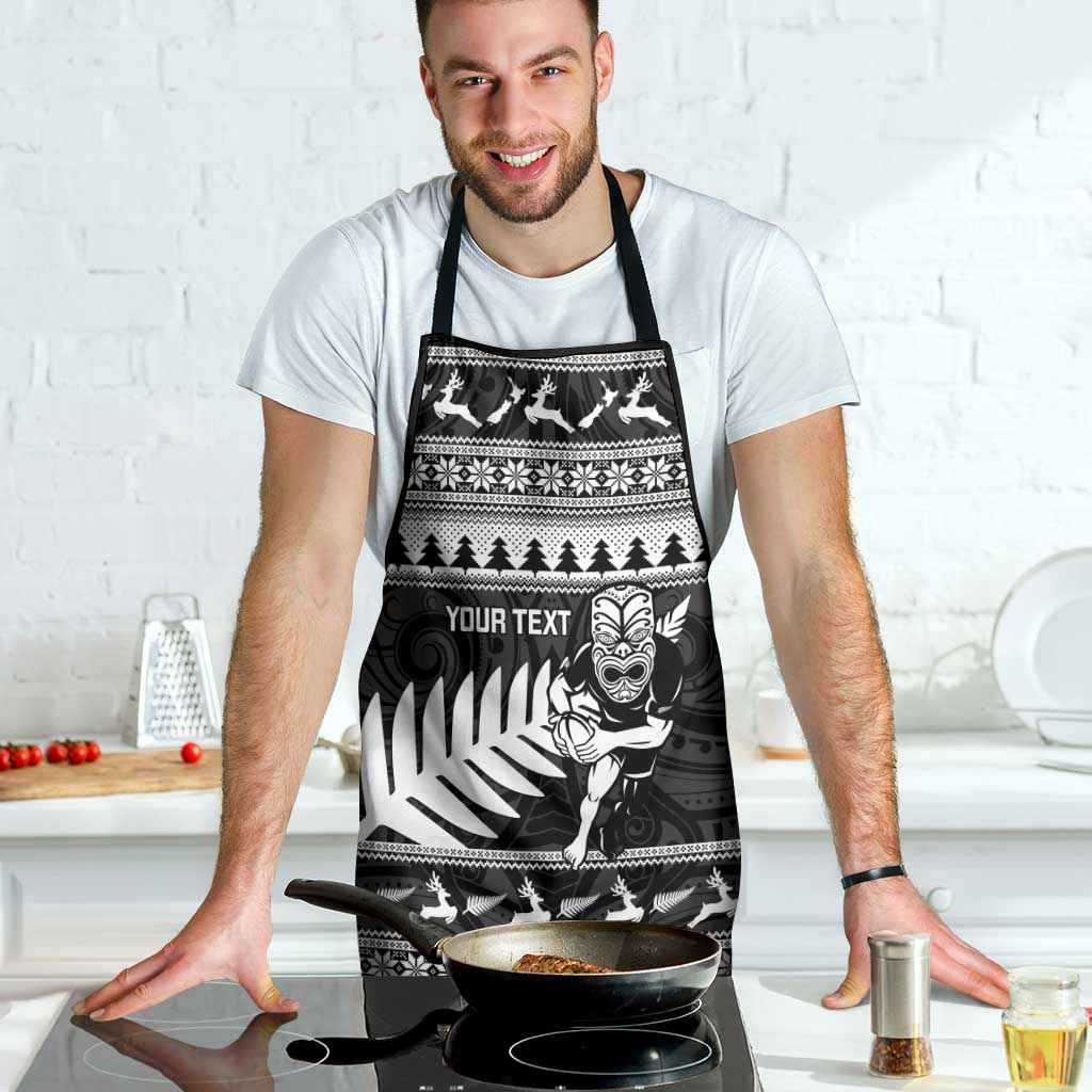 New Zealand Christmas Rugby Personalised Apron Meri Kirihimete All Black Maori - Aussie Hoodie