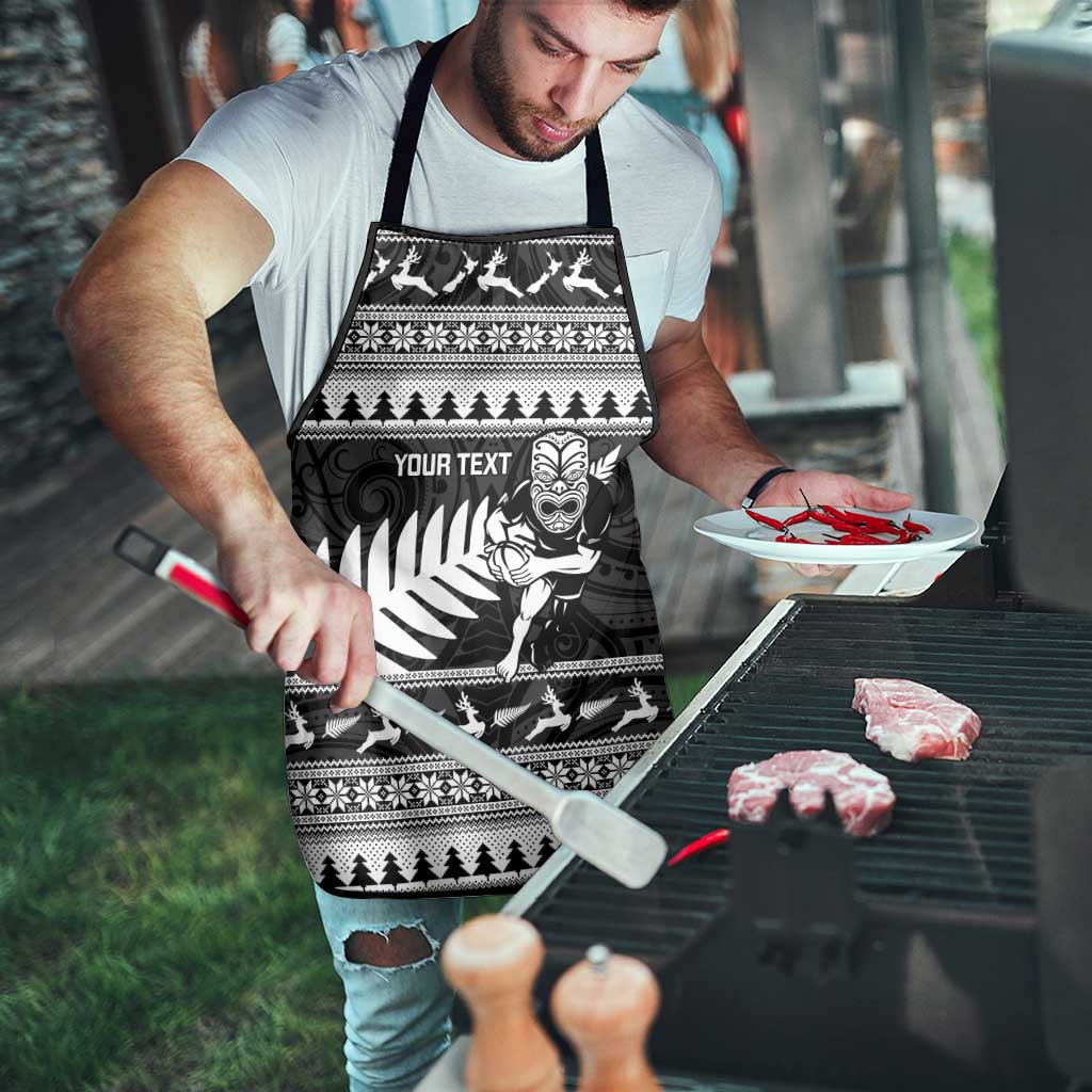 New Zealand Christmas Rugby Personalised Apron Meri Kirihimete All Black Maori - Aussie Hoodie