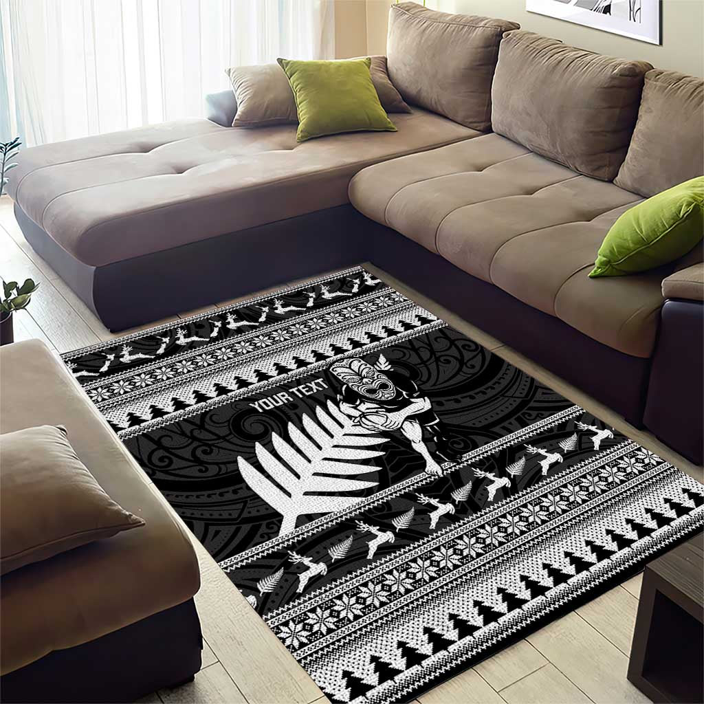 New Zealand Christmas Rugby Personalised Area Rug Meri Kirihimete All Black Maori - Aussie Hoodie