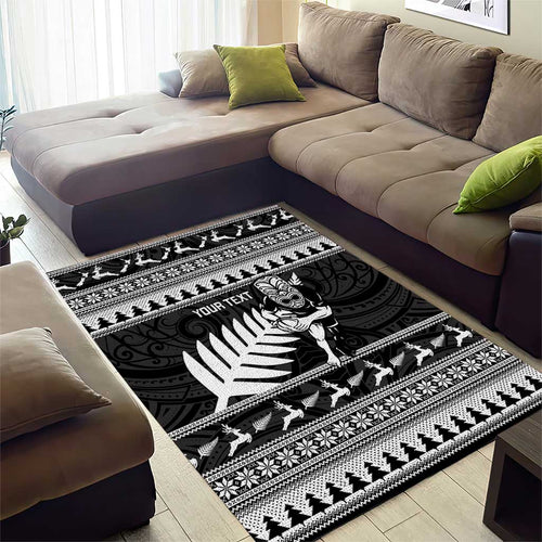 New Zealand Christmas Rugby Personalised Area Rug Meri Kirihimete All Black Maori - Aussie Hoodie