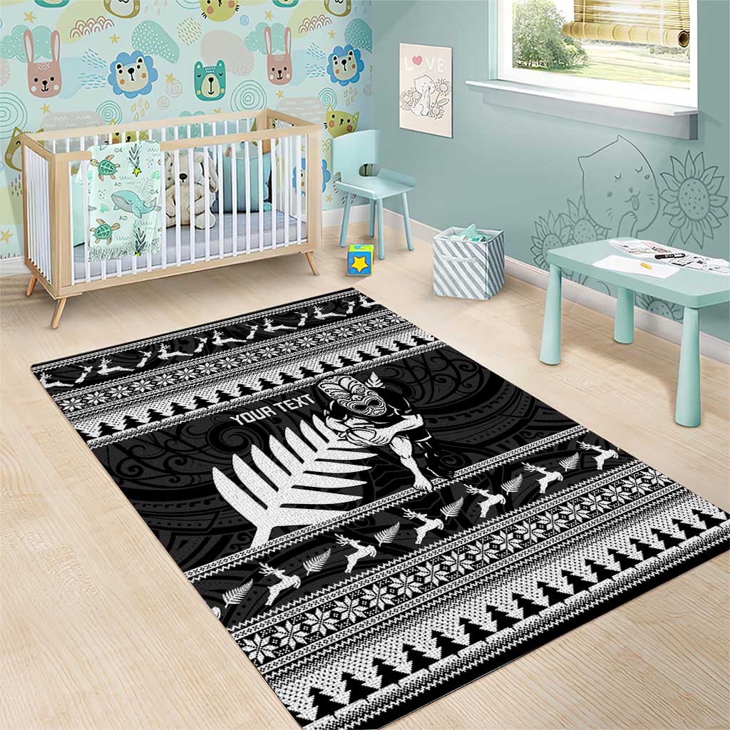 New Zealand Christmas Rugby Personalised Area Rug Meri Kirihimete All Black Maori - Aussie Hoodie