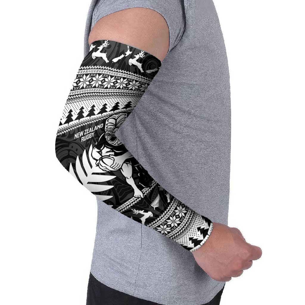 New Zealand Christmas Rugby Personalised Arm Sleeves Meri Kirihimete All Black Maori - Aussie Hoodie