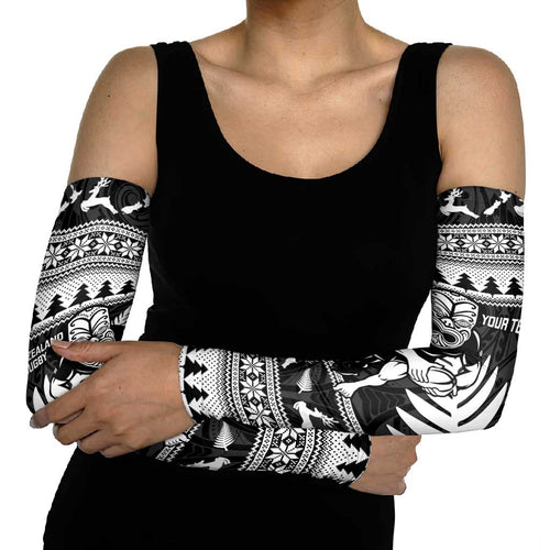 New Zealand Christmas Rugby Personalised Arm Sleeves Meri Kirihimete All Black Maori - Aussie Hoodie