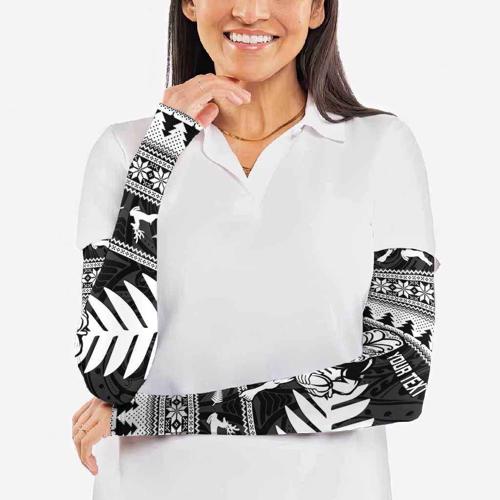 New Zealand Christmas Rugby Personalised Arm Sleeves Meri Kirihimete All Black Maori - Aussie Hoodie
