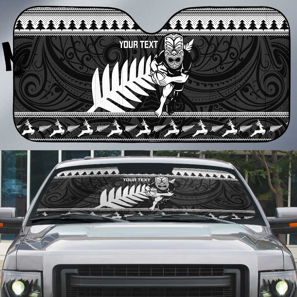 New Zealand Christmas Rugby Personalised Auto Sun Shade Meri Kirihimete All Black Maori - Aussie Hoodie
