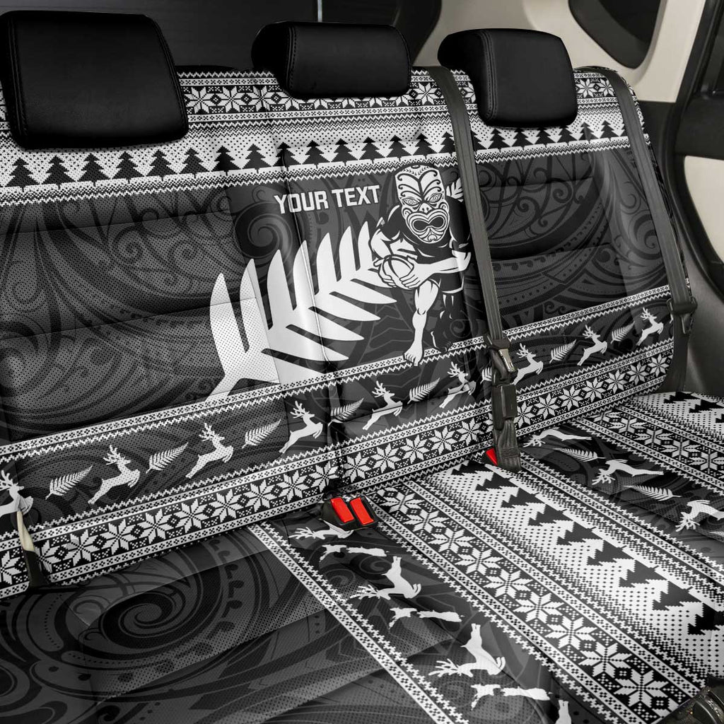 New Zealand Christmas Rugby Personalised Back Car Seat Cover Meri Kirihimete All Black Maori - Aussie Hoodie