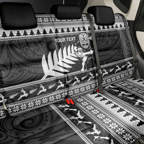 New Zealand Christmas Rugby Personalised Back Car Seat Cover Meri Kirihimete All Black Maori - Aussie Hoodie