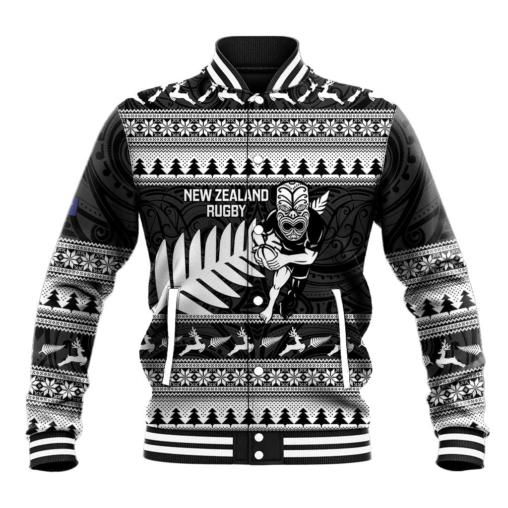 New Zealand Christmas Rugby Personalised Baseball Jacket Meri Kirihimete All Black Maori - Aussie Hoodie