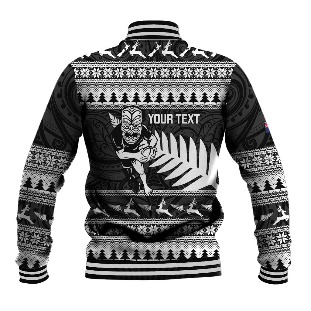 New Zealand Christmas Rugby Personalised Baseball Jacket Meri Kirihimete All Black Maori - Aussie Hoodie