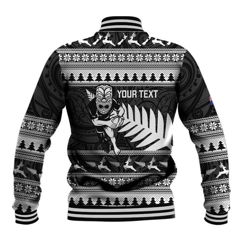 New Zealand Christmas Rugby Personalised Baseball Jacket Meri Kirihimete All Black Maori - Aussie Hoodie