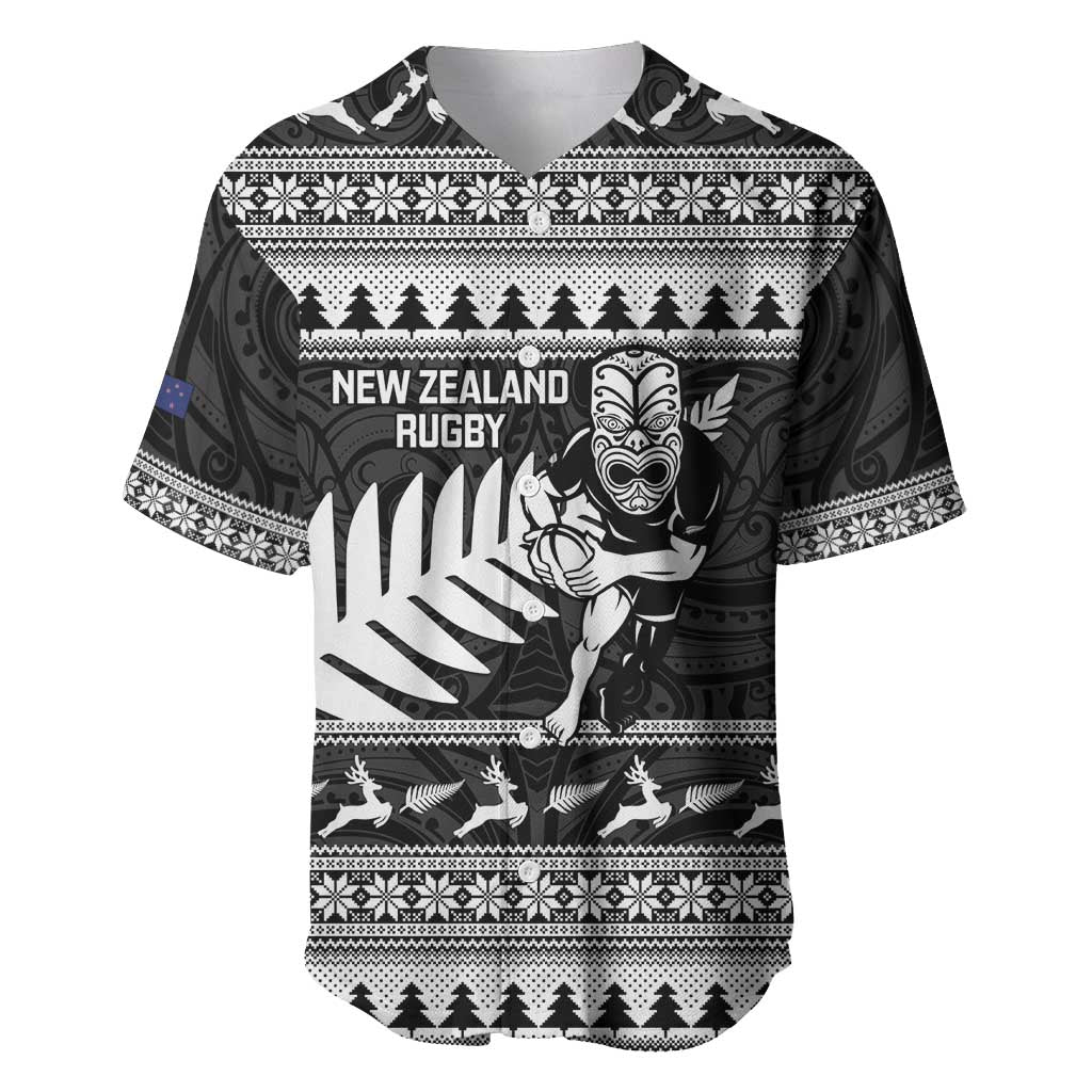 New Zealand Christmas Rugby Personalised Baseball Jersey Meri Kirihimete All Black Maori - Aussie Hoodie