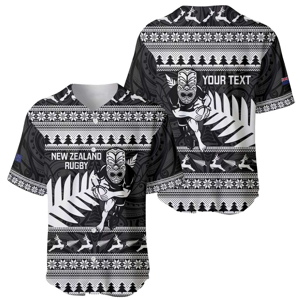 New Zealand Christmas Rugby Personalised Baseball Jersey Meri Kirihimete All Black Maori - Aussie Hoodie