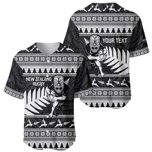 New Zealand Christmas Rugby Personalised Baseball Jersey Meri Kirihimete All Black Maori - Aussie Hoodie