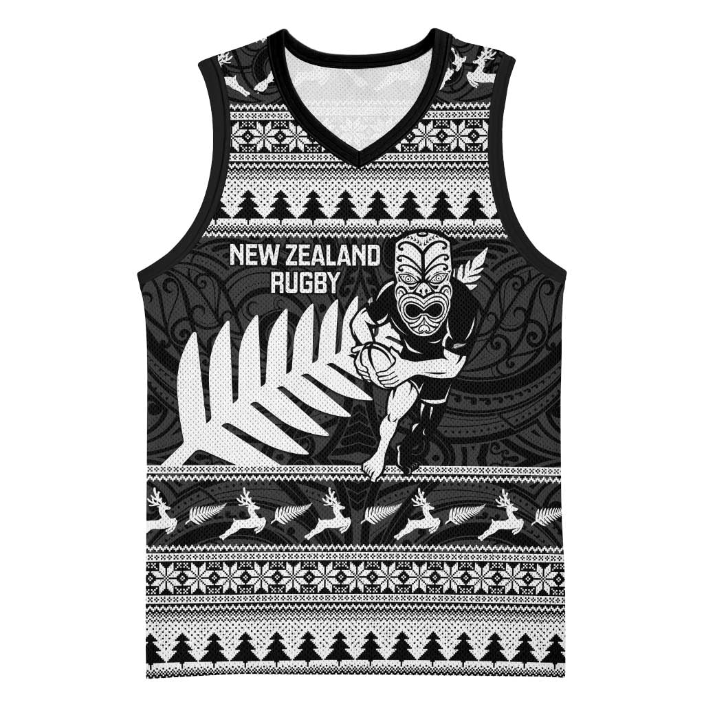 New Zealand Christmas Rugby Personalised Basketball Jersey Meri Kirihimete All Black Maori - Aussie Hoodie