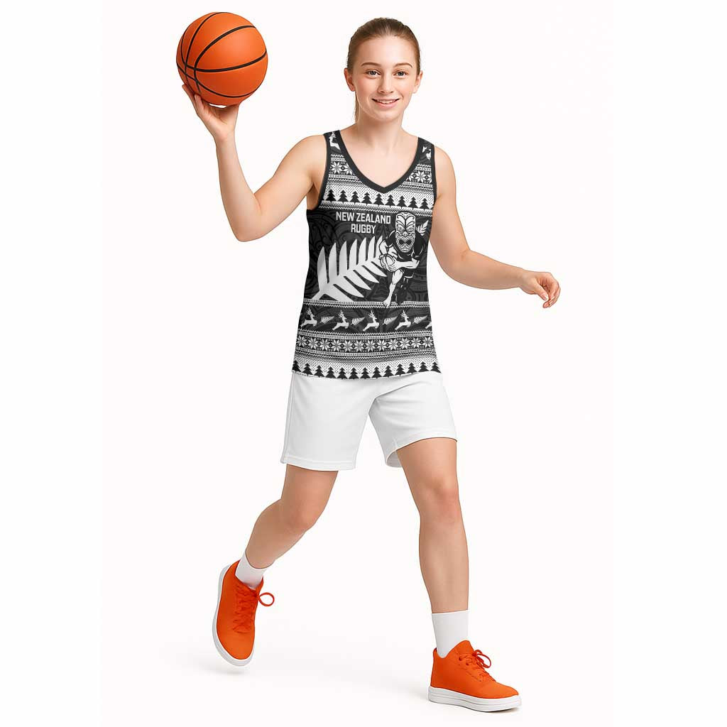 New Zealand Christmas Rugby Personalised Basketball Jersey Meri Kirihimete All Black Maori - Aussie Hoodie
