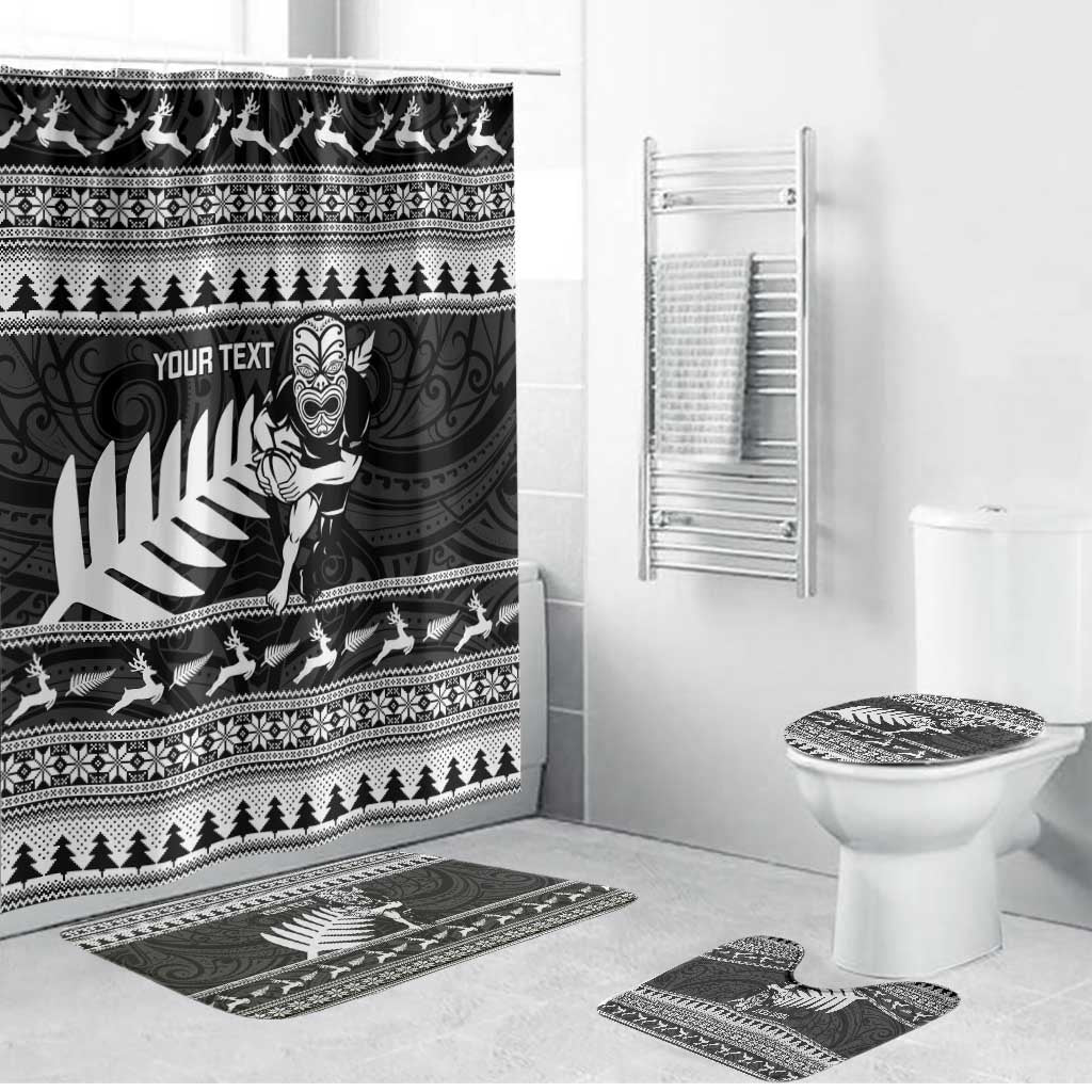 New Zealand Christmas Rugby Personalised Bathroom Set Meri Kirihimete All Black Maori - Aussie Hoodie