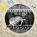 New Zealand Christmas Rugby Personalised Beach Blanket Meri Kirihimete All Black Maori - Aussie Hoodie