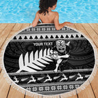 New Zealand Christmas Rugby Personalised Beach Blanket Meri Kirihimete All Black Maori - Aussie Hoodie