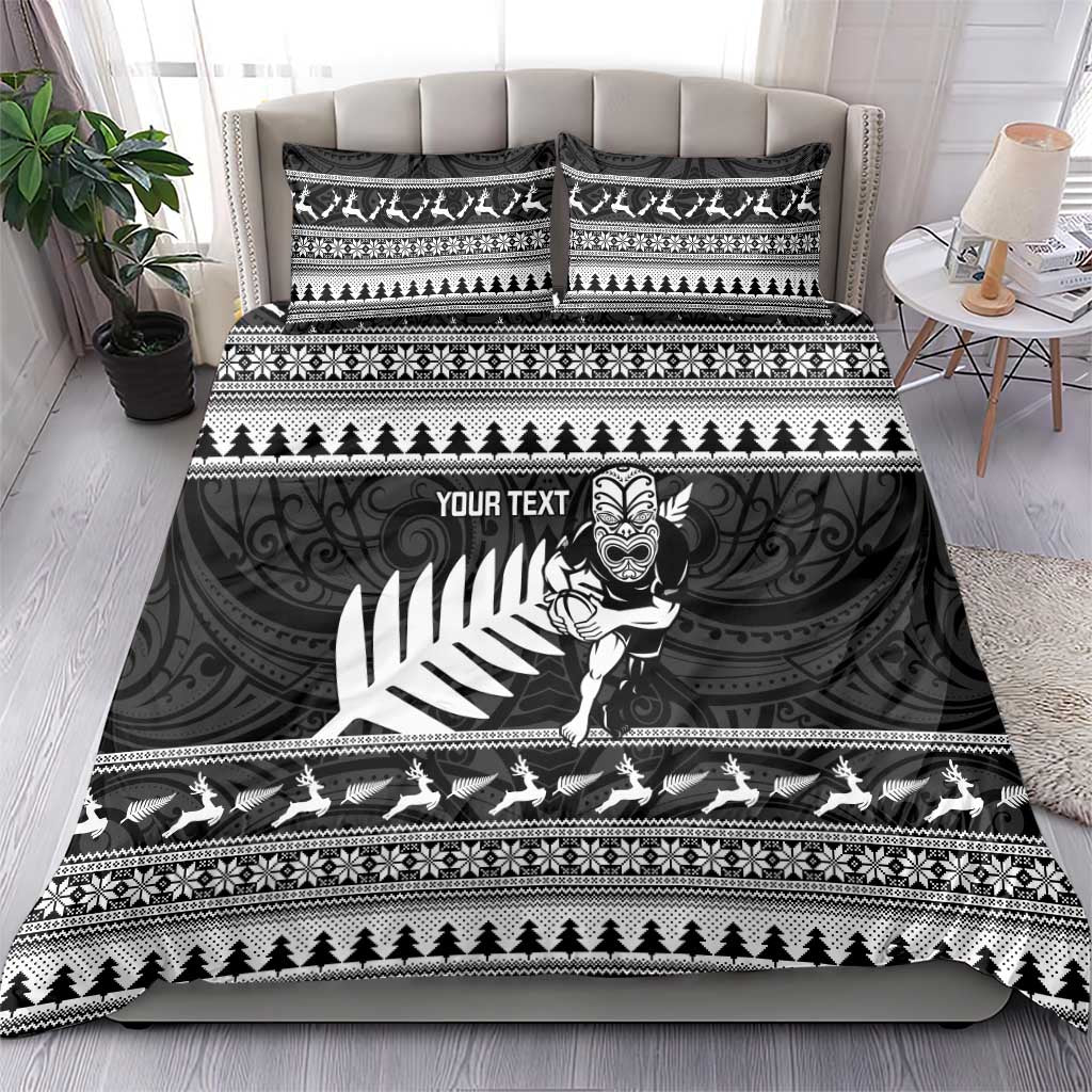 New Zealand Christmas Rugby Personalised Bedding Set Meri Kirihimete All Black Maori - Aussie Hoodie